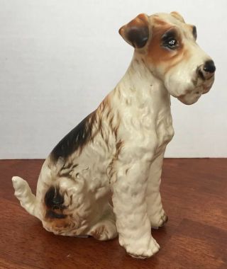 Vintage Wire Haired Fox Terrier Ceramic Dog Figurine Asta 6” Tall