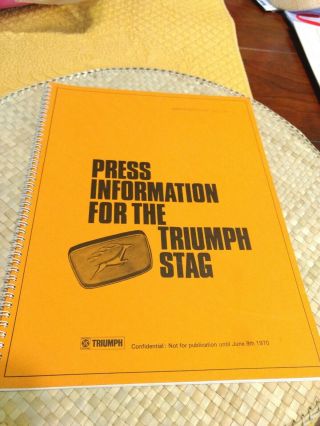 Vintage 1970 Triumph Stag London Auto Show Press Package