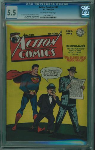 Action Comics 100 Cgc 5.  5 Off - White To White Pages 1946