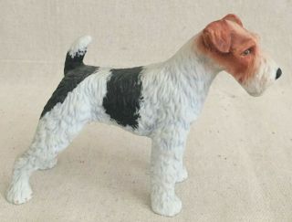 Adorable Ceramic Fox Terrier Dog Figurine White Black And Brown