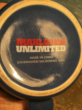 Blue Marlboro Unlimited Coffee Mug Blue Speckled Graniteware Black Rim EUC 3.  75” 4