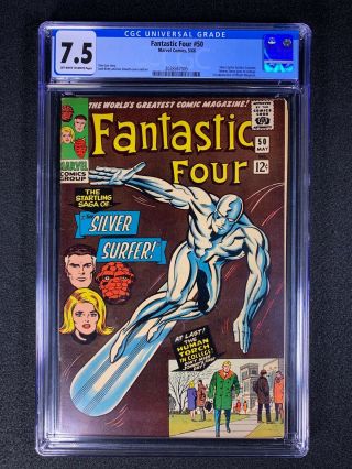 Fantastic Four 50 Cgc 7.  5 (1966) - Silver Surfer Battles Galactus
