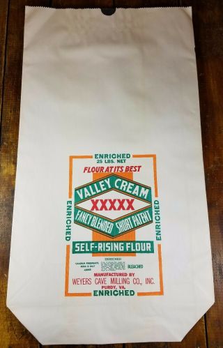 Valley Cream Fancy Blended Self Rising Flour Orange Green 25 Lb Paper Adv Bag