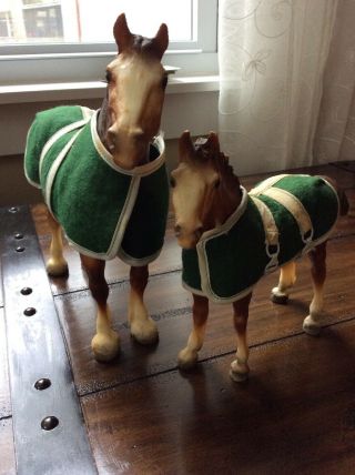 Breyer Vintage 8384 Gift Set Clydesdale Mare And Foal With Green Blankets