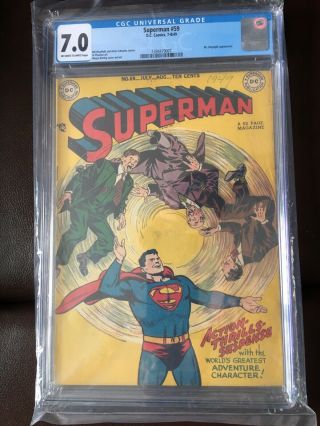 Superman 59 (july/august 1949) Cgc 7.  0 Golden Age Superman