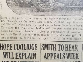 1927 Rare Newspaper Ford Model A Car Automobile transportation Historical 2
