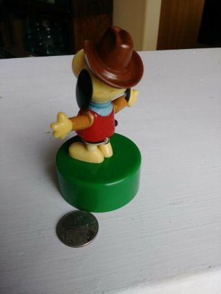 Vintage Push Toy Snoopy Cowboy Ideal Toy Corp Hong Kong 4.  25 