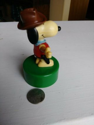 Vintage Push Toy Snoopy Cowboy Ideal Toy Corp Hong Kong 4.  25 