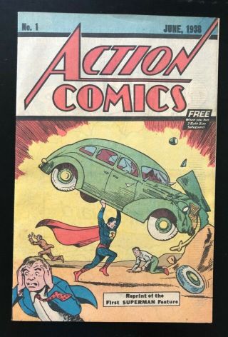 Action Comics 1 1938 Superman - Reprint Safeguard Promotional Issue From 1976