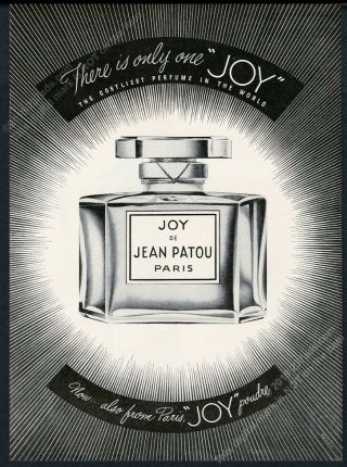 1949 Jean Patou Joy Perfume Bottle Art Vintage Print Ad