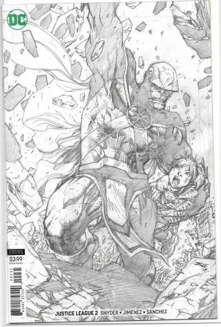Justice League 2 1:100 Jim Lee Sketch Variant Dc Comics Martian Manhunter