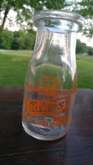 Vintage Midwest Dairy Products Half Pint Milk Bottle Painted