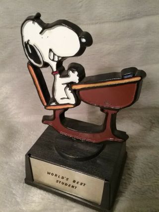 Vintage 1971 Aviva Snoopy Trophy World’s Best Student - Handcrafted