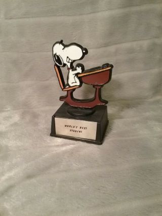 Vintage 1971 Aviva Snoopy Trophy World’s Best Student - Handcrafted 2