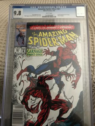 The Spider - Man 361 (apr 1992,  Marvel) Cgc 9.  8 1st Appearance Carnage