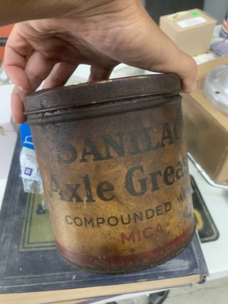 Mobil Socony - Vacuum Sanilac Axle Grease 3 Lb Grease Can.  Vintage