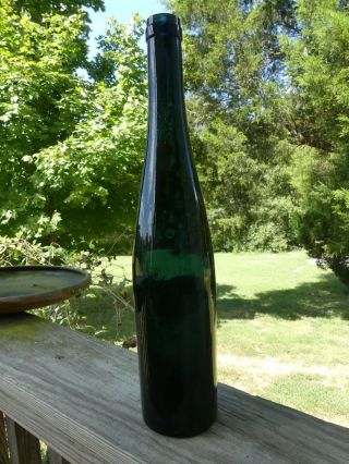 Hand Blown Teal Wine Bottle Vintage