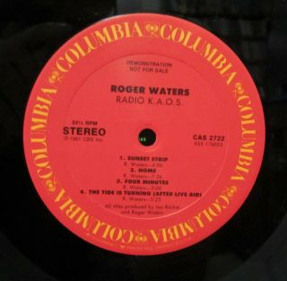 ROGER WATERS RADIO KAOS SAMPLER PROMO LP DIFFERENT COVER PINK FLOYD 1987 CBS 4
