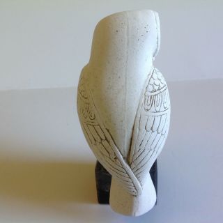 Vintage White Owl Bird Figurine Sculpture on Stone Base 4 1/2 inches 2