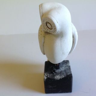 Vintage White Owl Bird Figurine Sculpture on Stone Base 4 1/2 inches 3