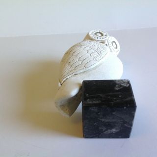 Vintage White Owl Bird Figurine Sculpture on Stone Base 4 1/2 inches 4