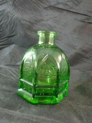Vtg Wheaton Nj Green Glass Octagon " Carter " & Triquetra Ink Well Bottle - 2 5/8 "