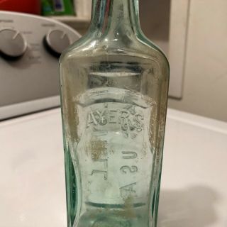 Blown Patent Medicine Bottle Ayer ' s Cherry Pectoral Lowell MA Early 1890s 2