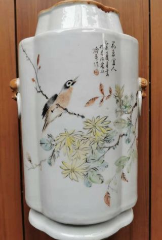 Rare antique Chinese porcelain vase qian jiang color scholar art by 喻春 11