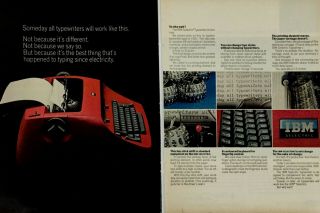 1966 Ibm Selectric Typewriter Red Interior Vintage Color Photo Print Ad