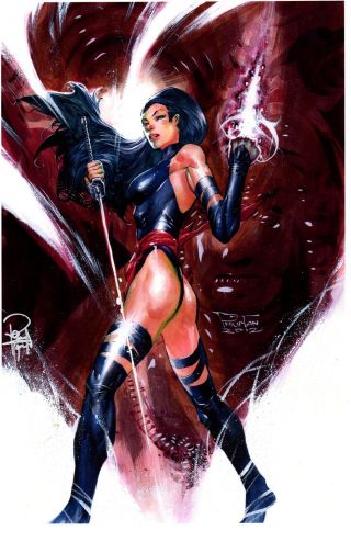 Sexy X - Men Psylocke Art Print Signed By Artist Philip Tan / Dc Comics