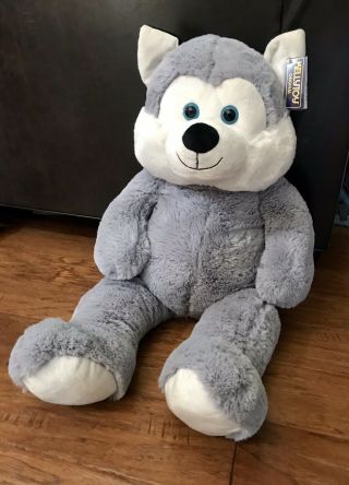 Giant Husky Dog Plush Toy 33” Tall Soft Cuddle