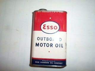 Vintage Esso Outboard Motor Oil 1 Pint Empty Can Standard Oil Company