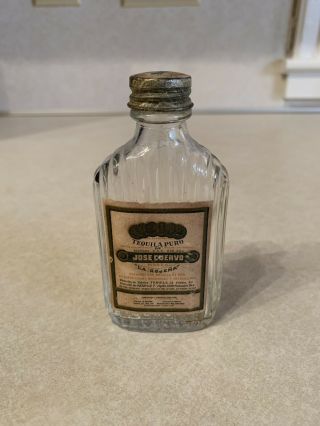 Vintage 4” Miniature Jose Cuervo Tequila Bottle Empty
