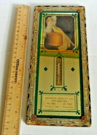 Antique/vintage Advertising Thermometer Grad Dame In A Pose Mirrored