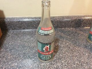 Chippewa Sparkling Water Soda Glass Bottle Vintage And Rare Indian Pint