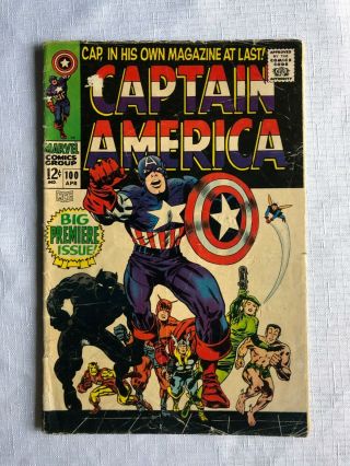 Captain America 100 Hot Comic Book 1st Issue In Own Title Marvel Kirby 1968