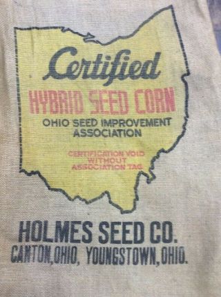 Ohio Certified Seed Corn Burlap Holmes Canton Youngstown Inv - C062