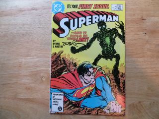 1987 Vintage Dc Superman 1 John Byrne Art Signed Terry Austin,  With Poa