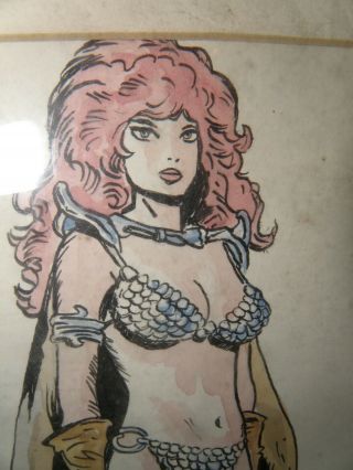 frank thorne RED SONJA PINUP COMMISSION ART 1973 inked and colored 3