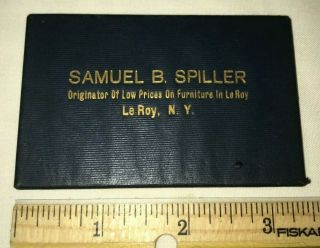 Antique Samuel B Spiller Le Roy York Pocket Mirror Furniture Adv Vintage Ny