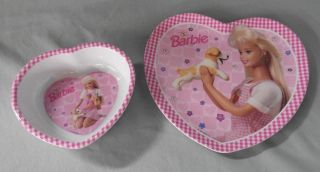 389 / 38 Barbie Heart Plate And Heart Bowl Made By Z & K