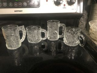 Vintage Mcdonalds Batman Forever 1995 Glass Mugs Complete Set Of 4