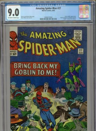 1965 Marvel The Spider - Man 27 Death Of Crime - Master Cgc 9.  0 Ow - W Box4