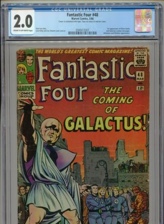 1966 Marvel Fantastic Four 48 1st Appearance Silver Surfer Cgc 2.  0 Cr - Ow Box4