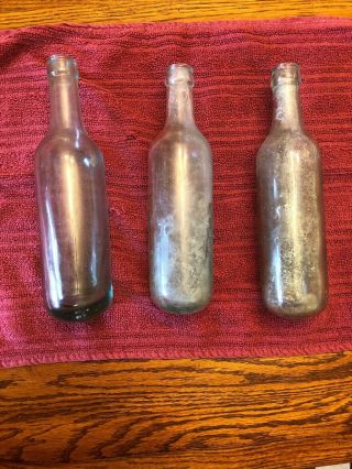 Antique Late 1800s/early 1900 Round Bottom Soda Bottle (torpedo) Set Of 3