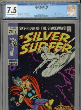 1969 Marvel Silver Surfer 4 Classic Thor Battle Cover Cgc 7.  5 Ow - W Box4