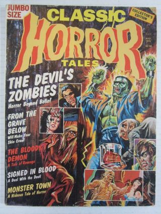 Classic Horror Tales August 1976 Gd/vg Eerie Publications Scarce Jumbo Size Mag
