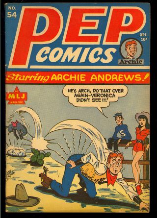 Pep Comics 54 Pre - Code Golden Age Archie Mlj Comic 1945 Fn,