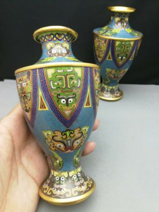 impressive early 20th antique Old Chinese Cloisonne vase Rare heavy 3