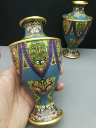 impressive early 20th antique Old Chinese Cloisonne vase Rare heavy 5
